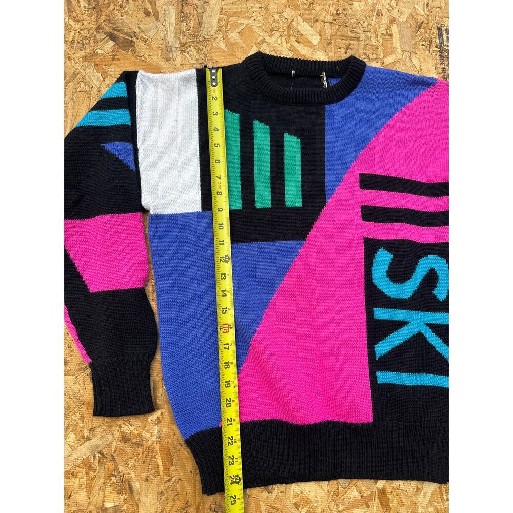 Vintage 80s Tyrolia Ski Wool Sweater Novelty Abstract Graphic - Adult Size M - Picture 2 of 7